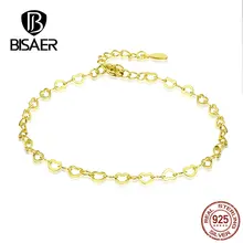 BISAER браслеты из нитей для женщин, 925 пробы, серебро, с памятью, простая цепочка, женские браслеты, Стерлинговое Серебро, ювелирное изделие ECB135