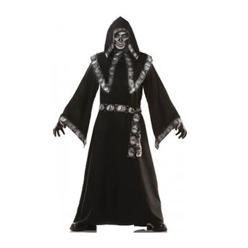 Womens Lady Grim Reaper Costume Halloween Skeleton Horror Fancy Plus Dress