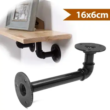 

1pc 6x16cm Industrial Black Iron Pipe Bracket Wall Mounted Floating Shelf Hanging Wall Hardware Decor Pipe Shelf Brackets