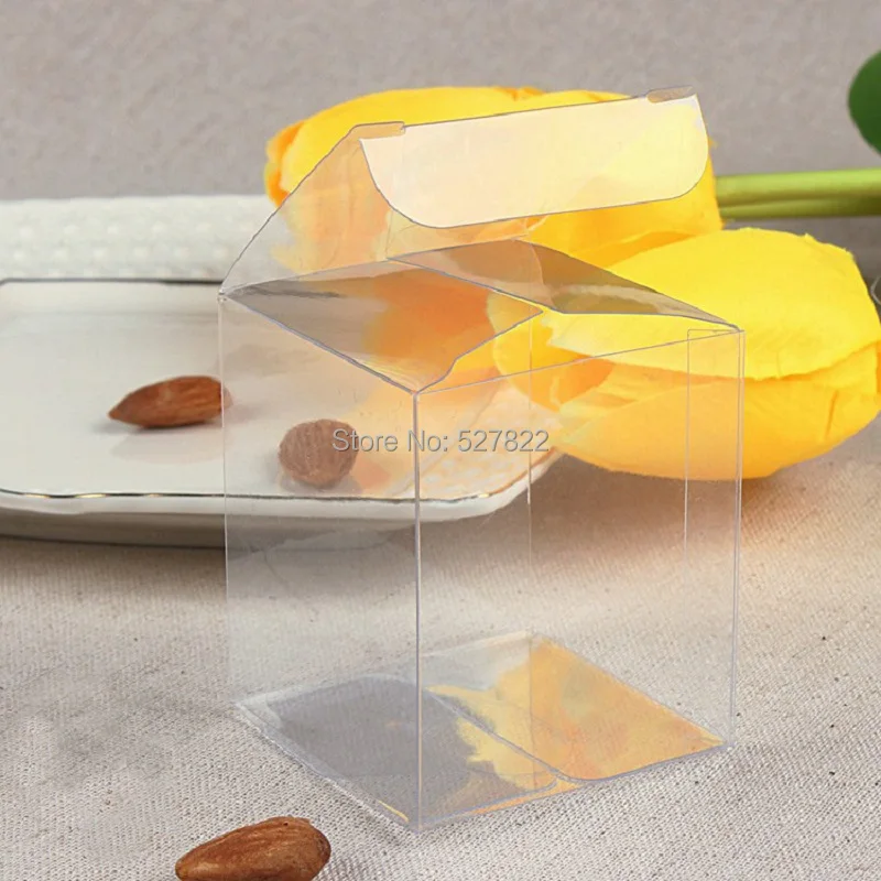 100pcs 5x5x6CM Clear PVC Transparent Cupcake Boxes Wedding Party Gift Box And Packaging