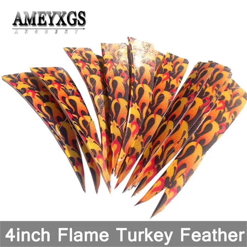 

60pcs Flame Arrow Feathers 4inch Right Wing Fletches Natural Turkey Feather For Outdoor Hunting Shooting Archery Accessories