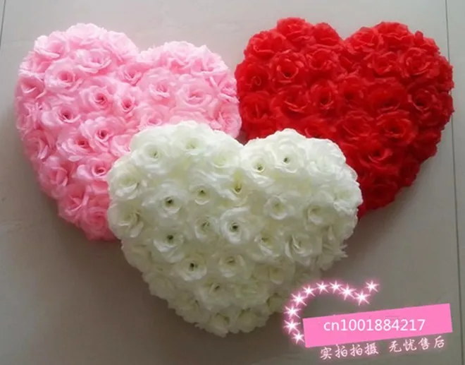 35x30cm Silk Rose Door Wreaths Artificial Flower Wedding Decoration Car Heart Shaped Wedding Door Decoration 8 Colors Wholesale  (3)