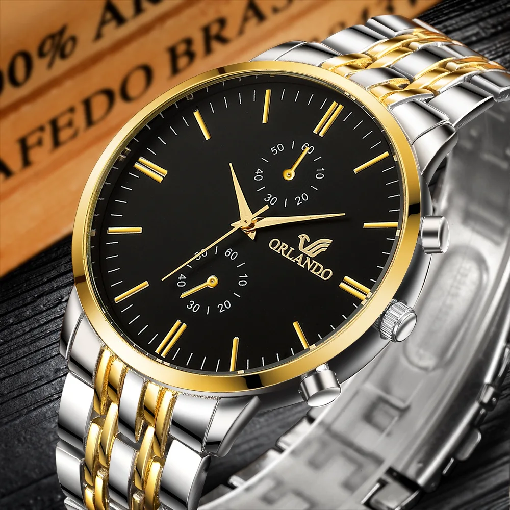 Мужские наручные часы 2018 люксовый бренд Orlando Мужские кварцевые часы мужские деловые мужские часы Нежные мужские повседневные модные