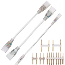 1 шт., 2Pin, 4pin, прямой угловой разъем для 220 В, 110 В, Одноцветный/RGB светодиодный светильник, Средний разъем 6 мм, 8 мм, 10 мм, 12 мм