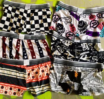 

5PCS A LOT 17 Styles Pattern Cartoon Letter Print Soft Underwear Mens Pouch Sexy Boxer UnderBoxers Man Short Bulge Underpants