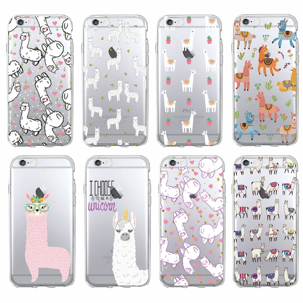 

For iPhone 11 Pro 7 7Plus 6S 5 5S 8 8Plus X XS Max Kawaii Cute Llama Alpaca Animals Cartoon Soft TPU Printed Phone Case Cover