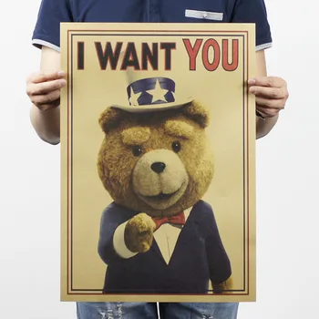 

I Want You Teddy Bear Vintage Kraft Paper Classic Poster Home School Office Decoration Art Magazines Retro Posters and Prints