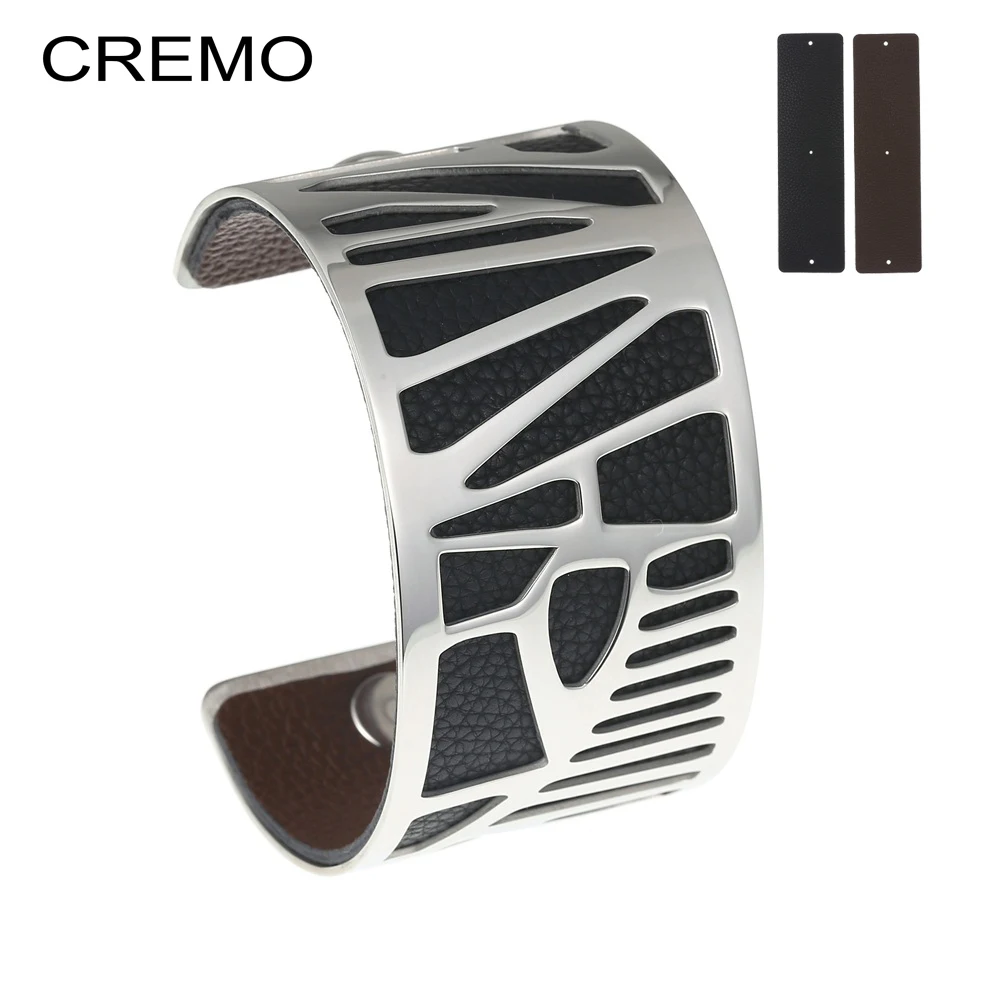 

Cremo DIY Stainless Steel Bracelet Bangles Brand 10 Colors Interchangeable Leather Cuff Bangles For Women Jewelry Gift
