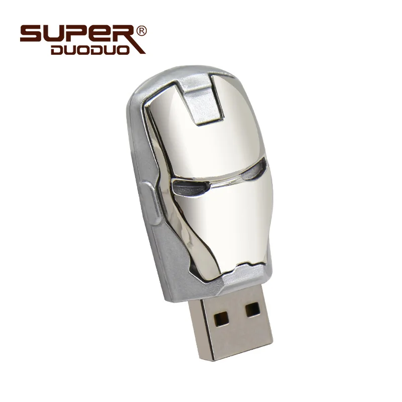 silver Новые USB флеш-накопители 32 Гб 64 Гб Марвел из Мстителей usb-флэш-накопитель Железный человек 8 Гб 16 Гб usb ключ светодиодный флеш-накопитель - Цвет: silver