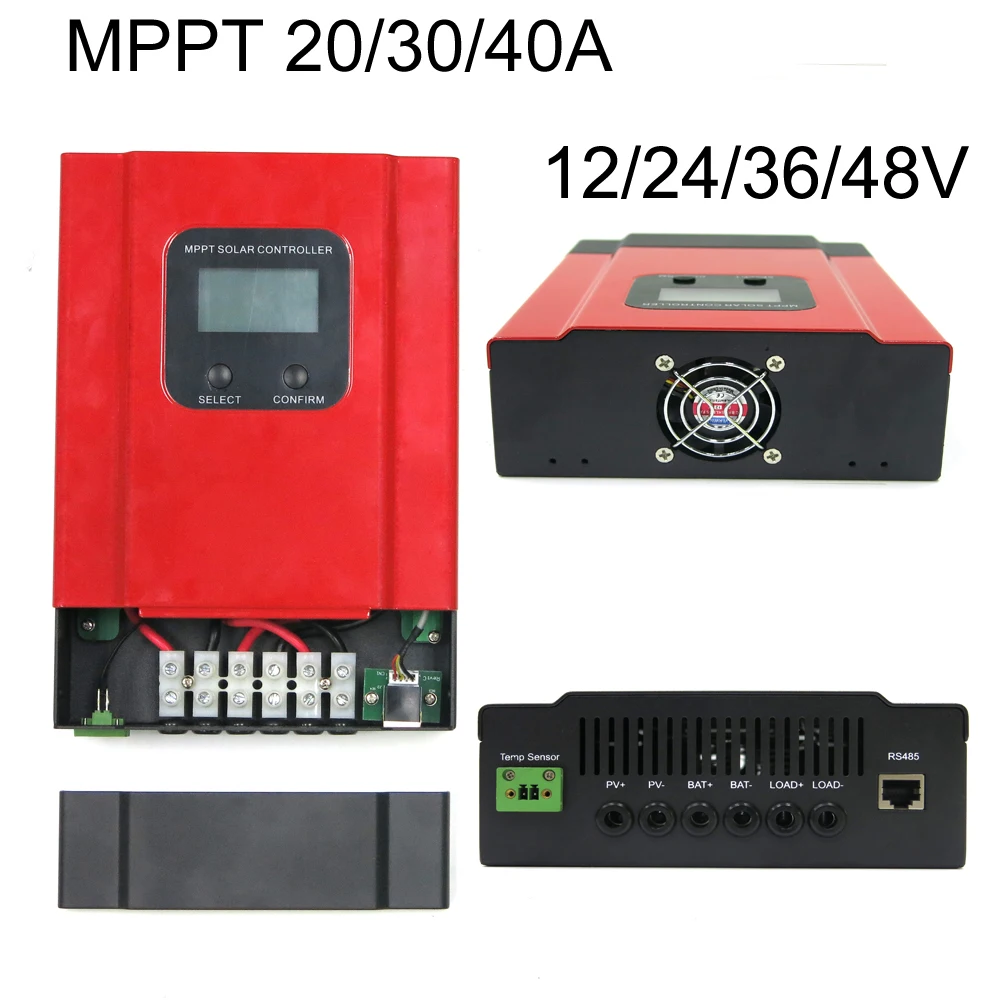 Контроллер заряда на солнечной батарее 30A 40A 50a 60A MPPT 12 В 24 36 48 автомобильный ЖК