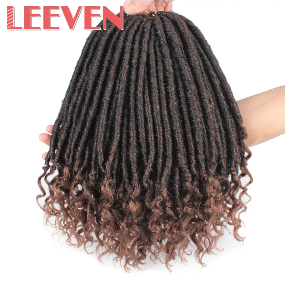 Leeven Goddess Faux Locs Hair With the Curls Crochet Braiding Hair 14 18 Inch Synthetic Crochet Braids Hair Extension