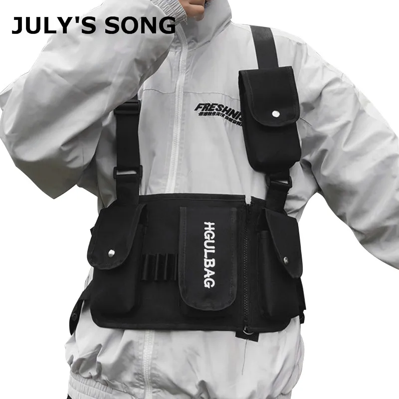 

JULY'S SONG Functional Tactical Waist Bag Hip Hop Streetwear Chest Rig Bag Men Women Shoulder Waist Pack Adjustabl Crossbody Bag