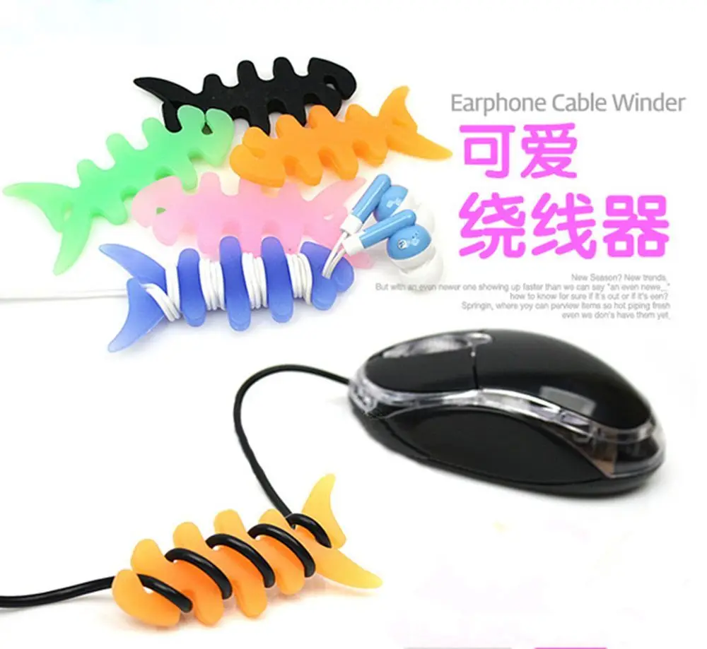 Fish Bone Earphone Cable Winder Headphone Cord Wire Wrap Holder Organizer A01 YGRXQ