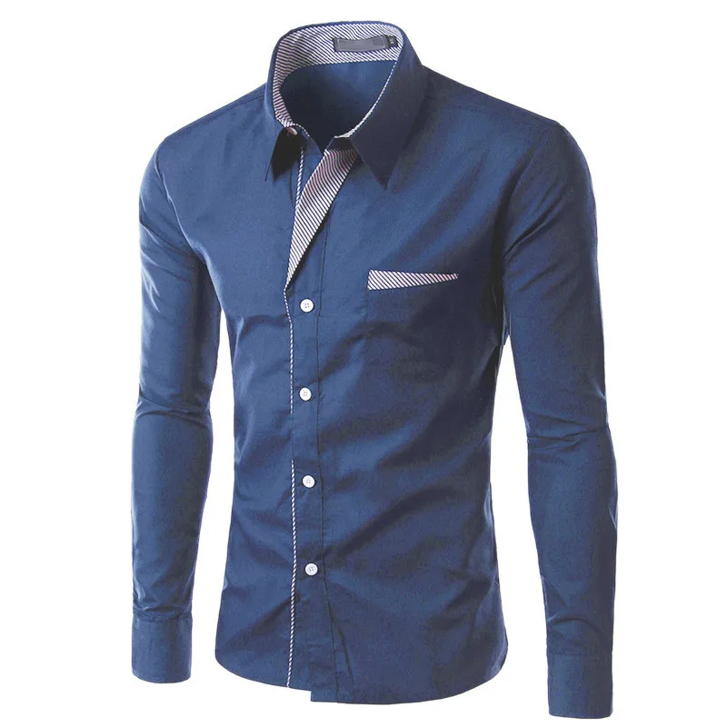 Мужская рубашка с длинным рукавом Camisa формальная повседневная в Корейском стиле