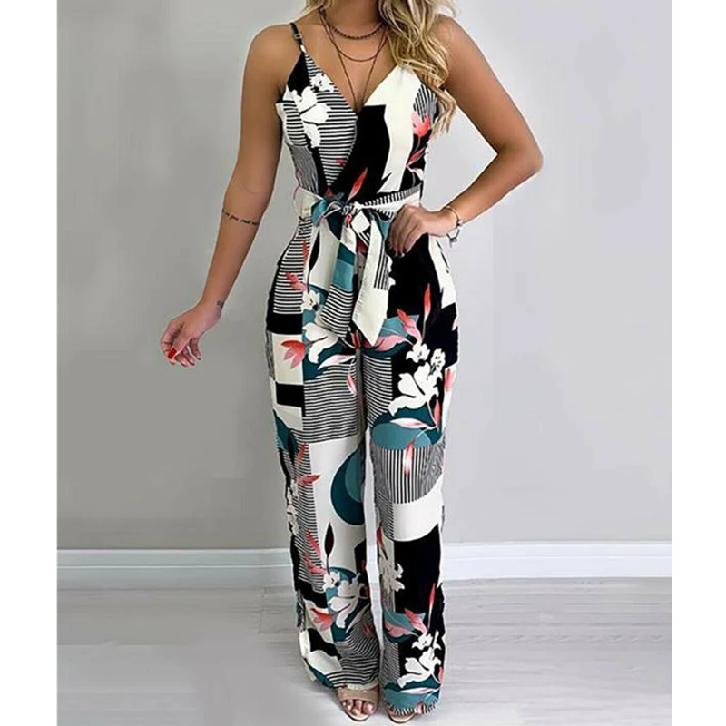 Women Boho Romper Floral Casual Summer Jumpsuit Bodysuit Sleeveless Loose Long Pants Trousers Holiday Beach Female Overall Women Boho Romper Floral Casual Summer Jumpsuit Bodysuit Sleeveless Loose Long Pants Trousers Holiday Beach Female Overall