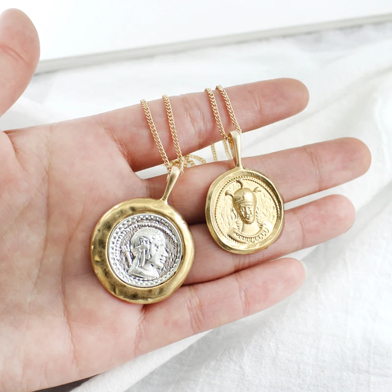 Кулон с портретом ожерелье Золото и серебро инкрустированная древняя монета La colana многослойная подвеска богемные женские украшения