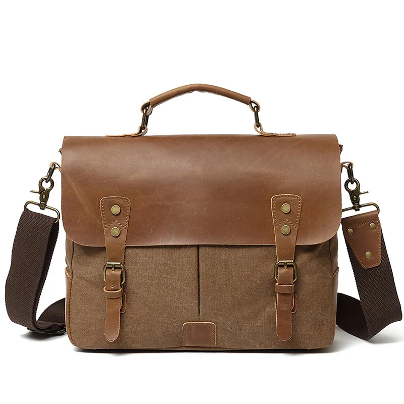 

SOAEON Men's Satchel Bag Canvas Bags Computer Vintage Handbag Satchels Shoulder Bags Casual Tote Messenger Bag