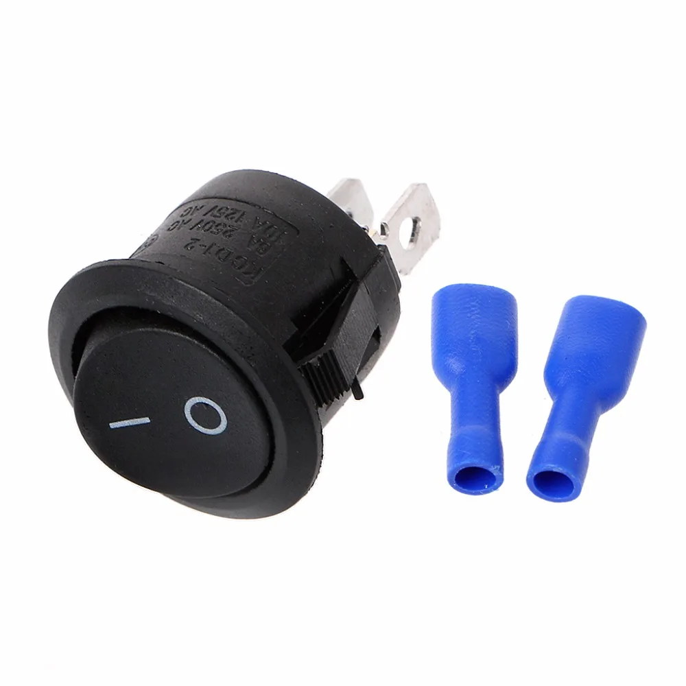 On/Off Round Rocker Switch + Female Crimp Spade Connectors Car Boat
