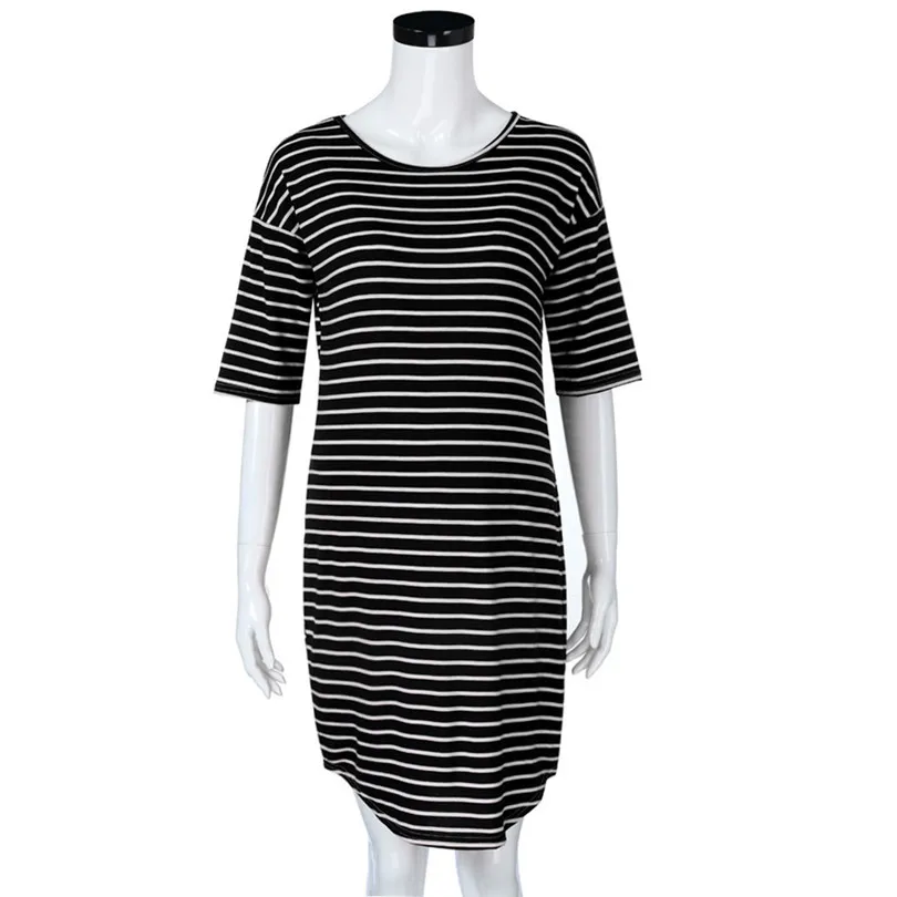 2019 new Fashion Womens Pregnants O-Neck Stripe Short Sleeve Nursing Maternity Dress brief design #4m29 (17)