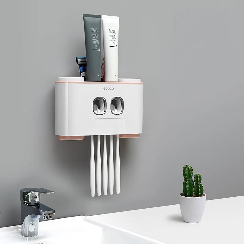 

Creative multi-function four cup toothbrush holder wash set with double automatic toothpaste toilet facial cleanser storage