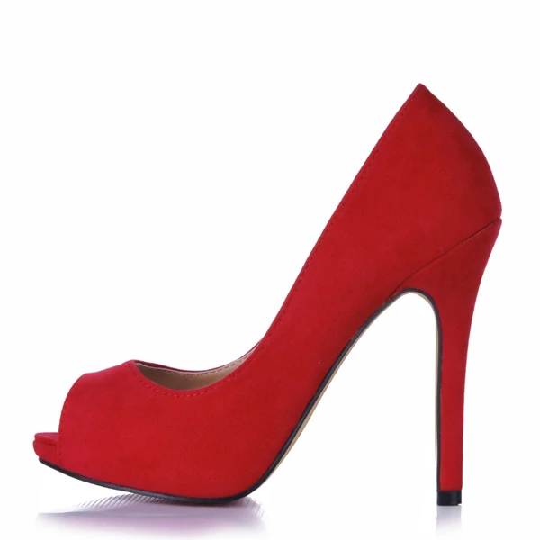 CHMILE CHAU/пикантные вечерние женские туфли из замши; модные женские туфли-лодочки с открытым носком на высокой шпильке; zapatos mujer; большие размеры; T8 - Цвет: Red