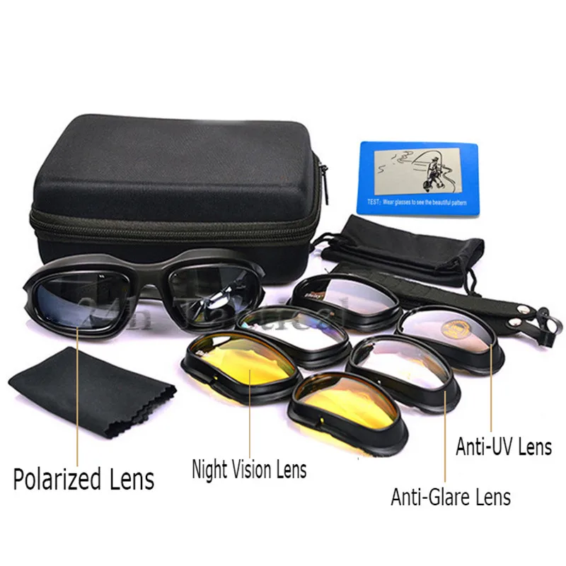 

Tactical C5 Polarized Army Goggles Sunglasses Men Military Sun Glasses For Men's Desert Storm War Game With 4 Lenses