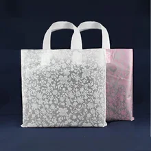 Большой розовый и белый магазины ювелирных изделий упаковки Пластик подарок сумка с ручкой Пластик подарок ювелирных изделий мешок