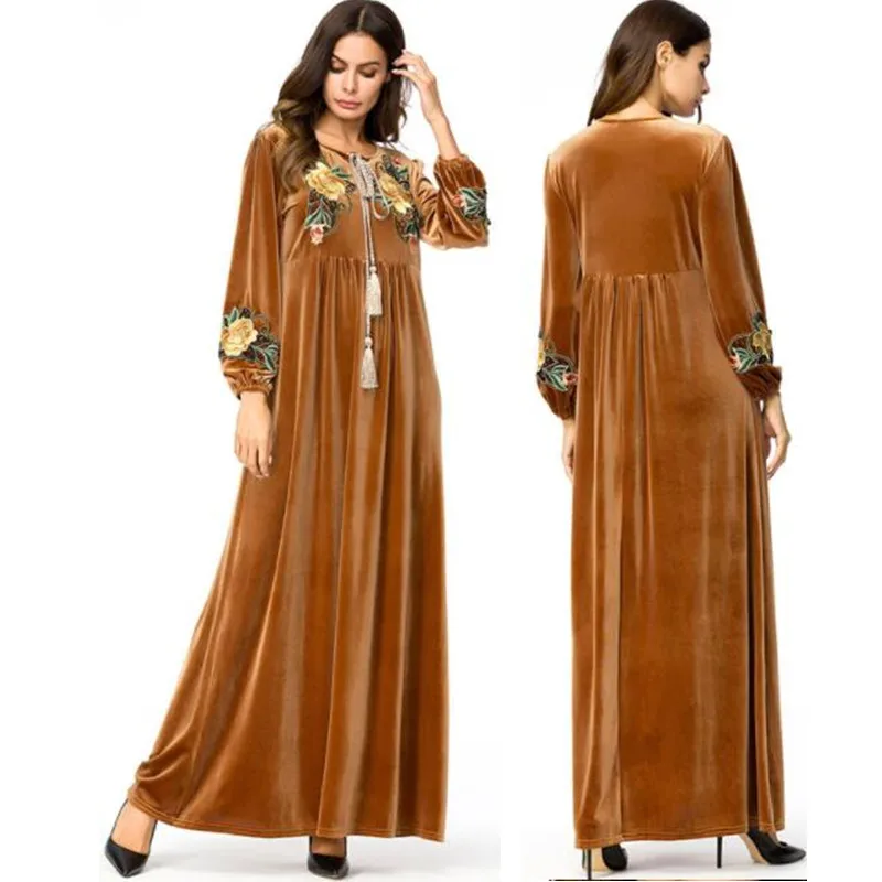Abaya Qatar ОАЭ Кафтан Дубай Саудовская Аравия бархатное мусульманское хиджаб платье