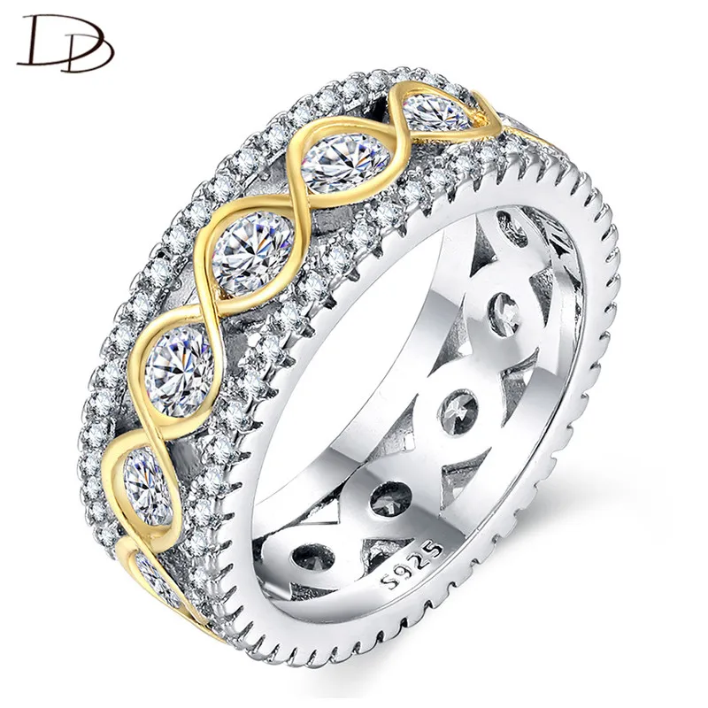 DODO 8Mm Width Women'S Bague Cool Golden Wave With Shining AAA Cubic Zirconia Kpop Rings Fashion Jewelry Drop Shipping Ra0148