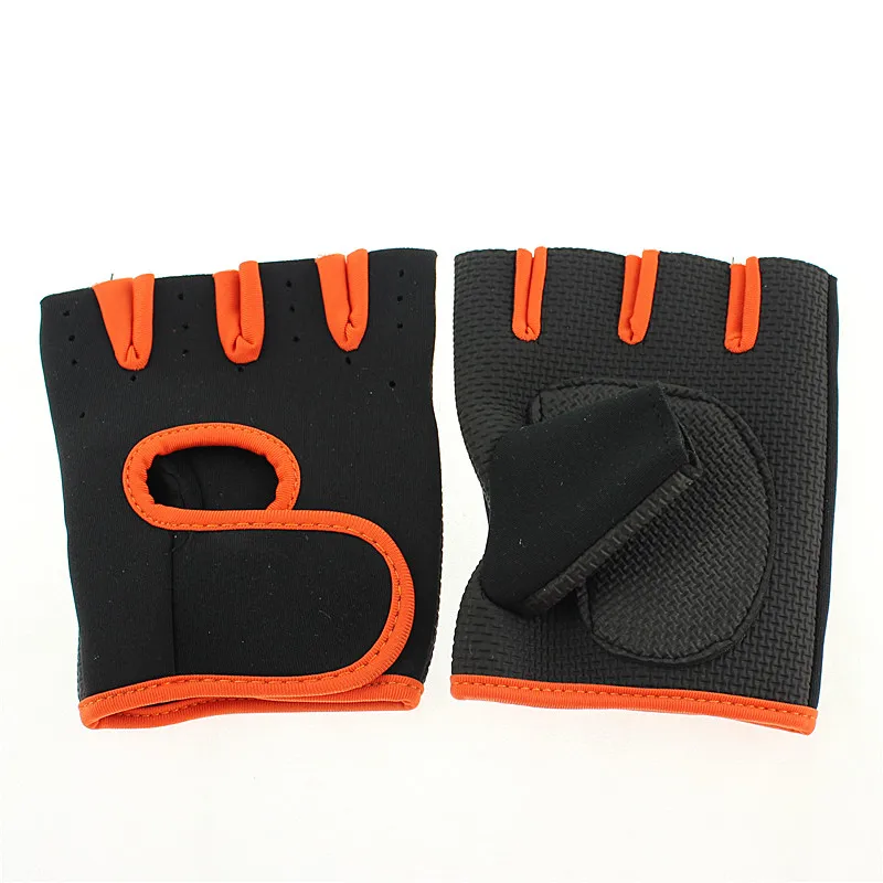 Мужские и женские Перчатки для фитнеса, тренировка, бодибилдинг, тренировочные перчатки для занятий тяжелой атлетикой перчатки без пальцев, митенки, распродажа - Цвет: Orange