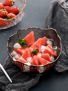 

Salad Bowl golden edge Home Decor Tableware glass bowl sala soup noodle rice bowl