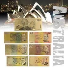 Bunte Australien Gold Banknote Alt AUD 1 2 5 10 20 50 100 Banknote Set Acryl Banknote Gold Überzogene Mit zertifikat