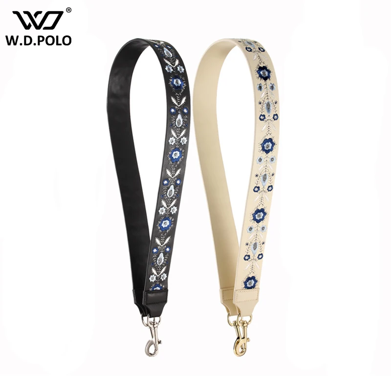 

WDPOLO New Embroidery Replacement Shoulder Bag Straps Genuine Leather Purse Handles For Handbags Belt Bag Accessories C644