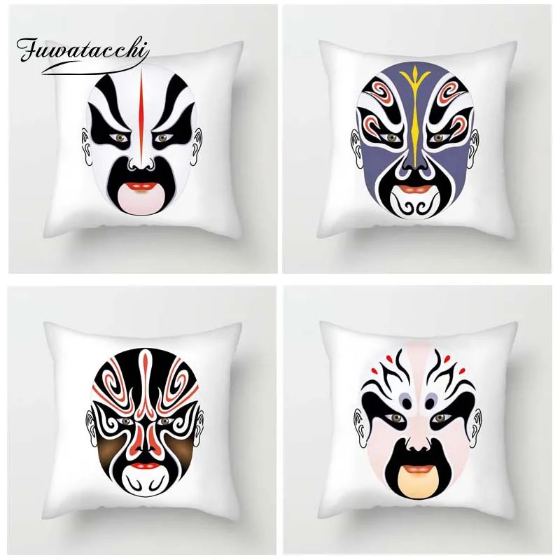 

Fuwatacchi Peking Opera Mask Cushion Cover Peking Opera Pillows Cover Home Decorative Pillow Case for Sofa Pillowcases