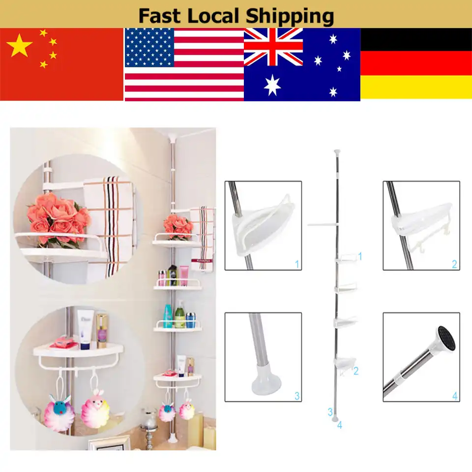 1 Set 4 Tier Bathroom Shelves Telescopic Kitchen Shelf Telescopic Bathroom Kitchen Shelf