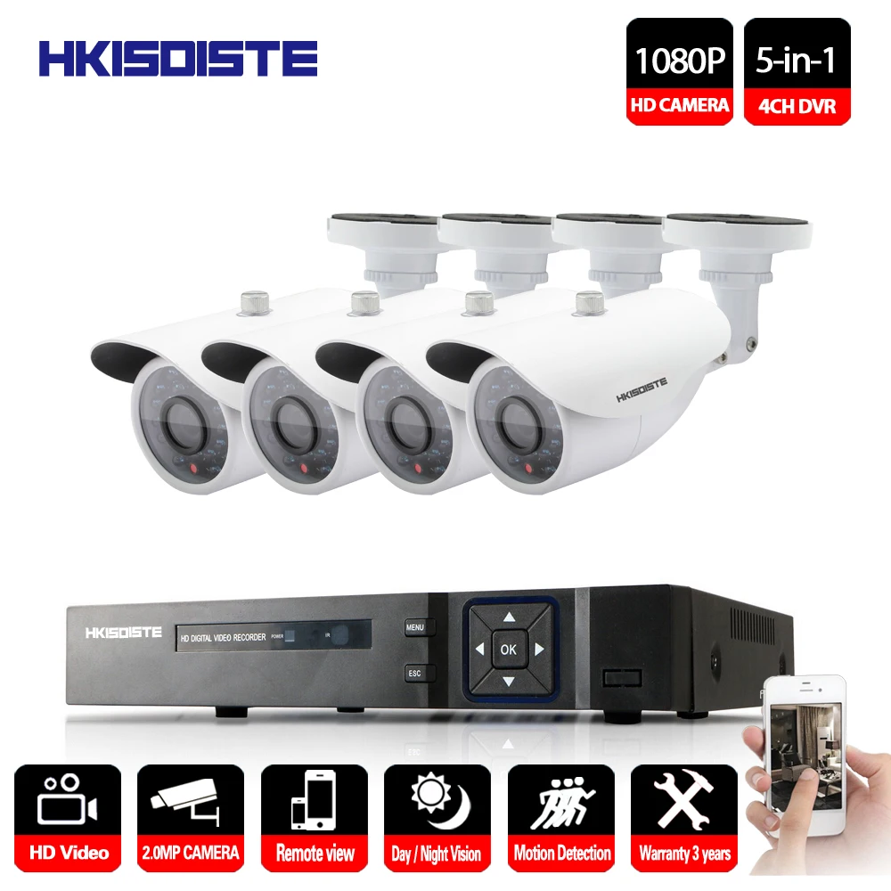 4CH CCTV Системы 1080P HDMI AHD 4CH DVR 4 шт. 2,0 Мп ИК Открытый безопасности Камера 3000TVL Камера наблюдения Системы 1080 P ahd dvr