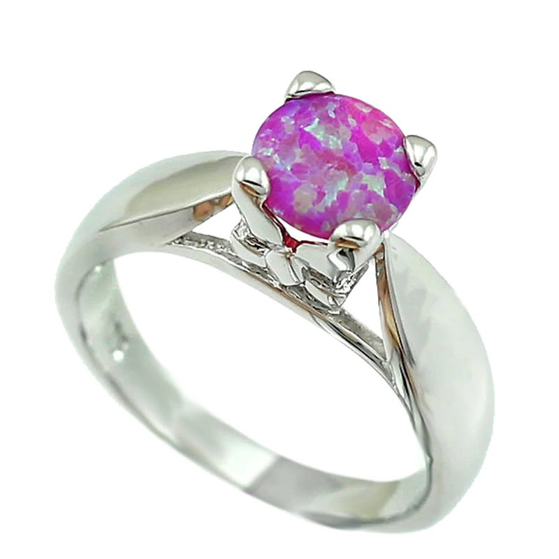 HAIMIS Pink Fire Opal Women Claw Inay Fashion Jewelry Opal Ring Size 6.5 8 53Pin Rings from