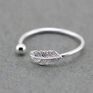

Chic Gift - 1Pcs 925 Sterling Silver Ring, Open Feather Ring For Female Leaves Ring Tail Ring, New Year Gift For Charm Women