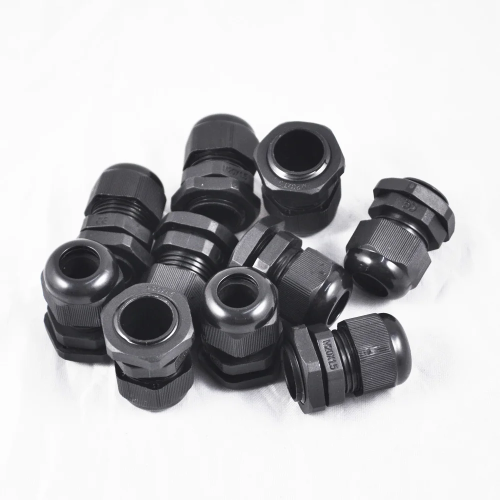 

JFBL Hot sale 10 Pcs Black Plastic Waterproof Cable Glands Connectors M20 x 1.5