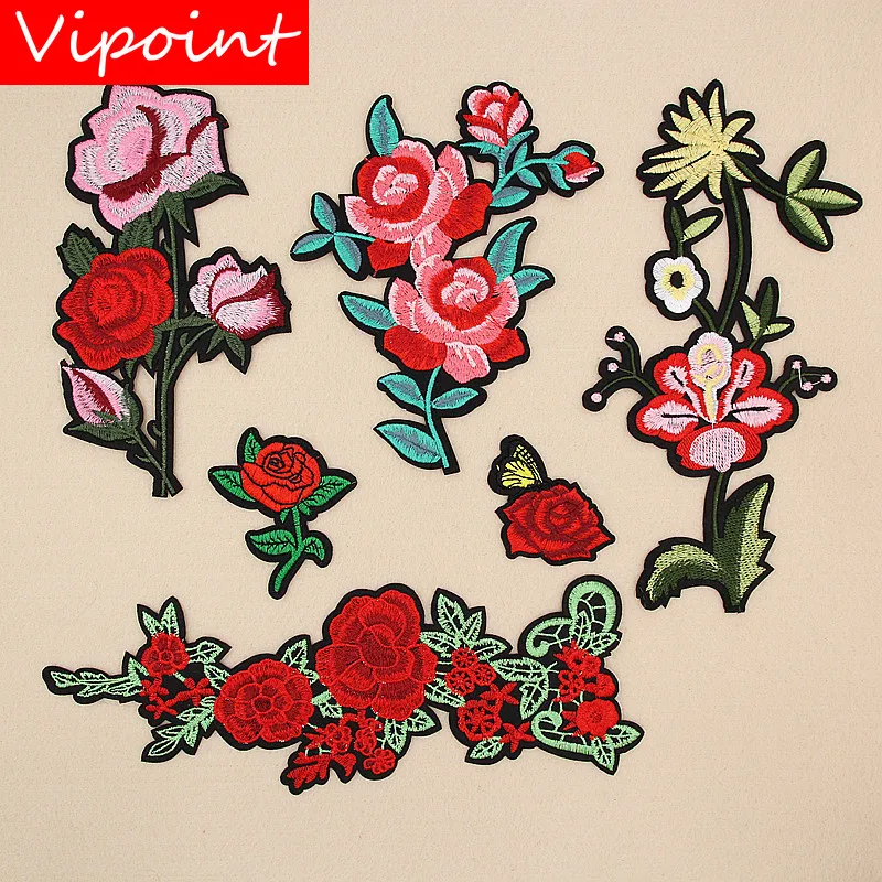 

VIPOINT embroidery big rose patches flower patches badges applique patches for clothing XW-94