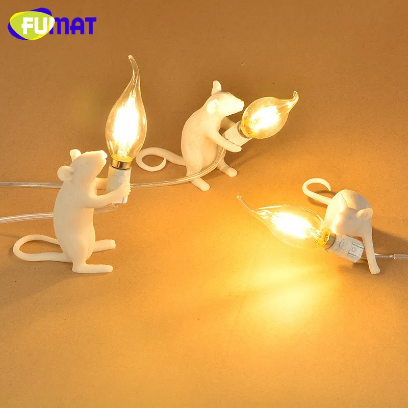 

Lovely Mouse Table Lamp Living Room Bedroom Study Children Room Table Light Creative Resin Mouse Desk Lamp