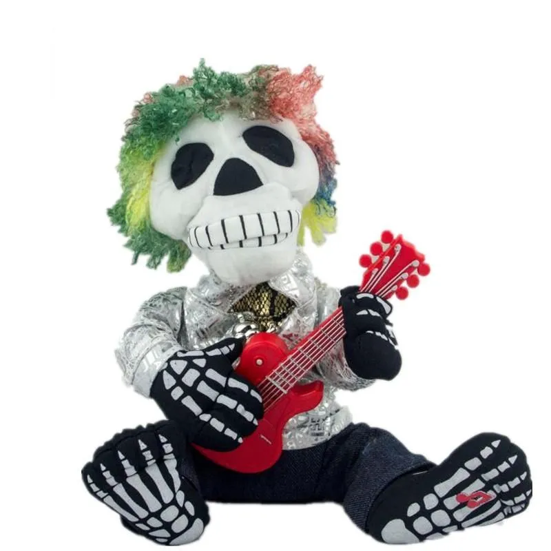 30 см Взрывная голова гитара призрак электрическая плюшевая кукла игрушка Дети Хэллоуин креативные Забавные игрушки рот будет двигаться пение Тряпичные куклы