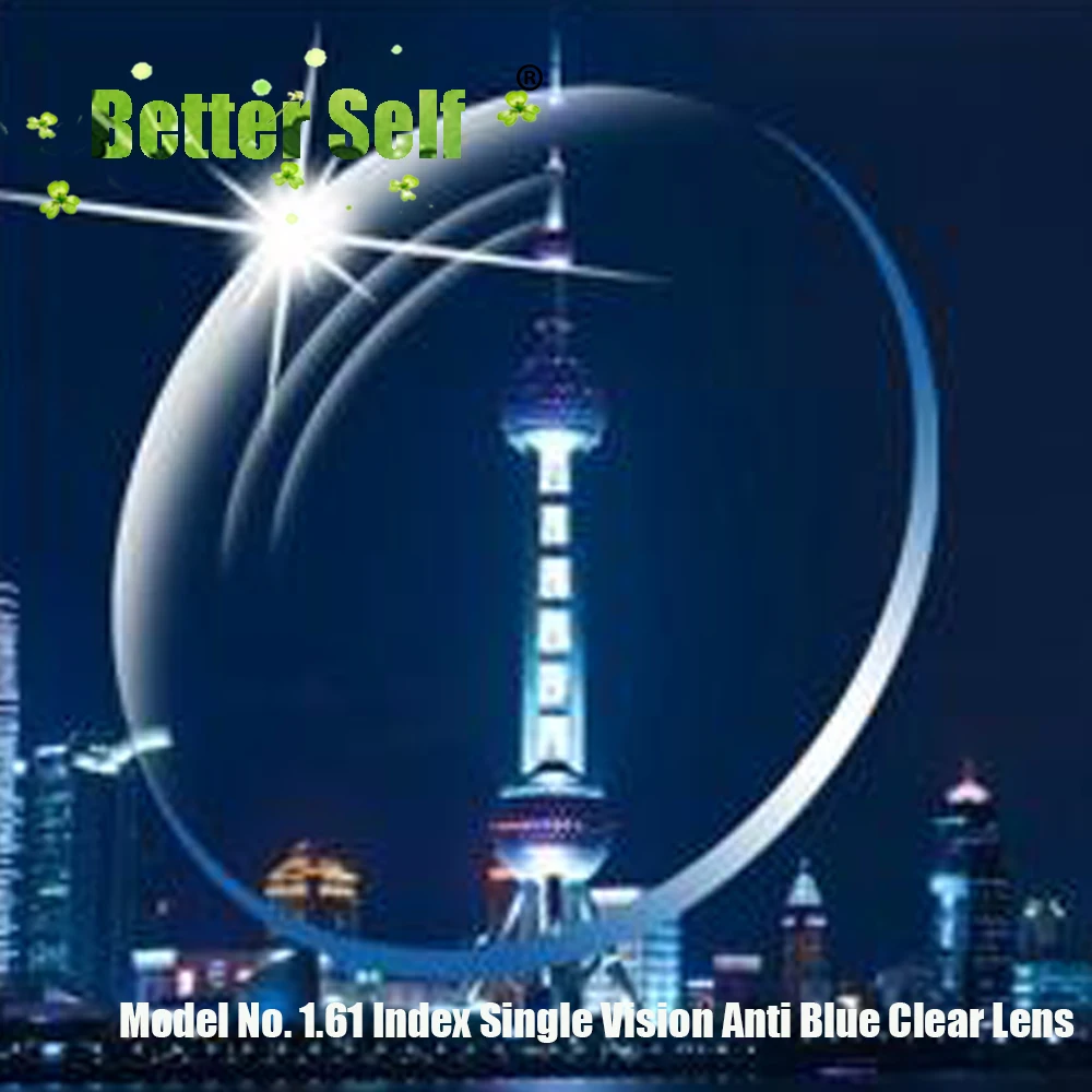 

Customized 1.61 Index Single Vision Anti Blue Clear Computer HMC Green Coating Prescription RX Optical Lenses