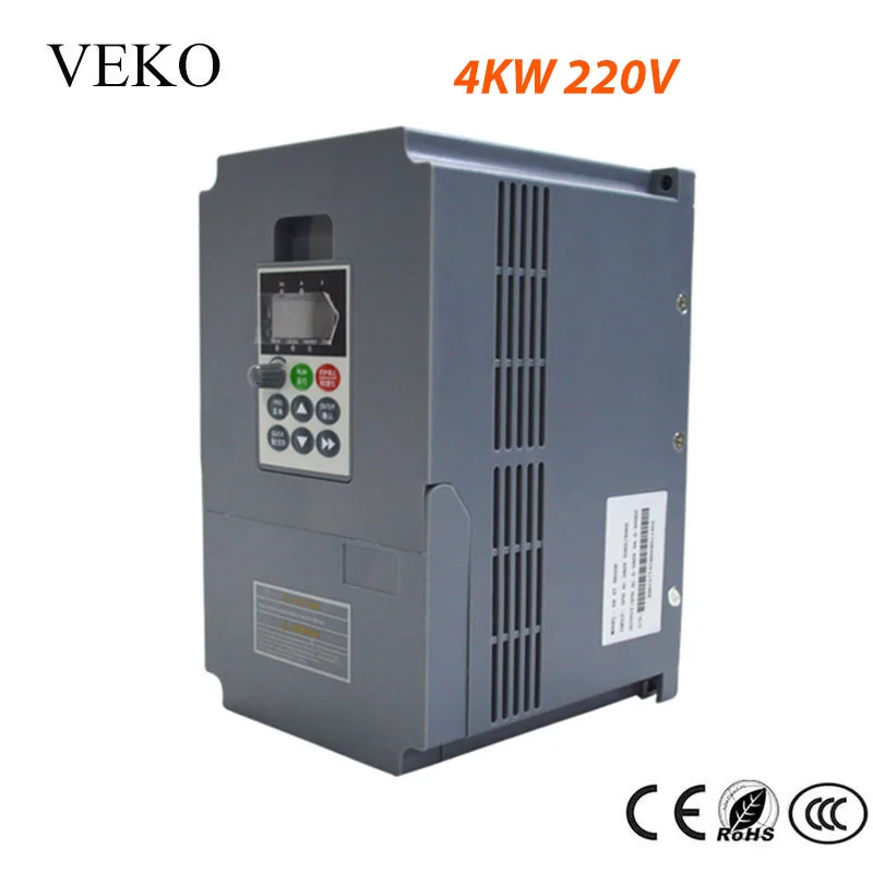 

4KW 220V 17A Single Phase Input VFD Frequency Inverter 3 Phase Triphase Output Motor Speed Control Frequency Drive Converter