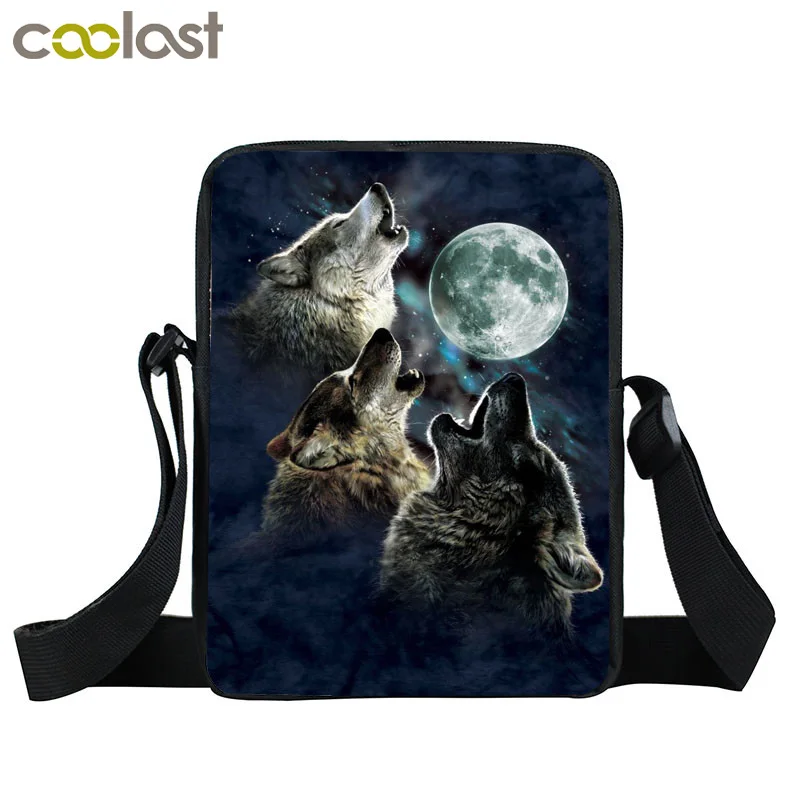 cheap Winter Wolf Shoulder Bag Cartoon Puppy Women Handbag Teenager Howling Wolf Messenger Bags Small Crossbody Bag Kids Travel Bags