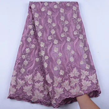 

Onion Color African Swiss Voile Lace Fabric 2019 African Cotton Lace Fabric With Stones High Quality Nigerian Women Dress Y1584