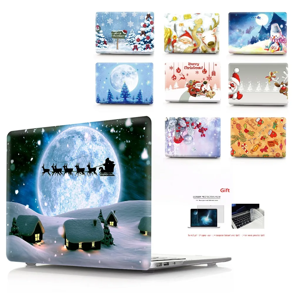 Цветная печать Рождество ноутбук чехол для Macbook Air 11 13 Pro retina 12 13 15 дюймов цвета Сенсорная панель Air 13New Pro 13 15