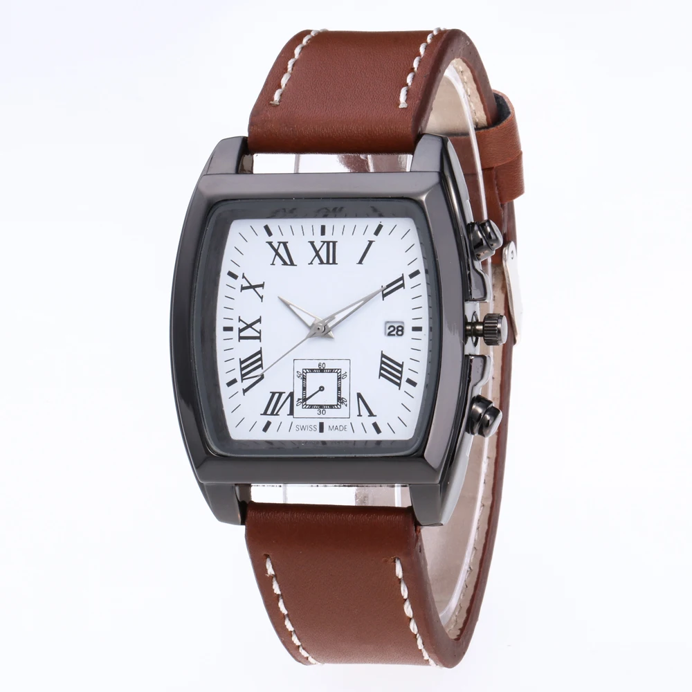 Мужские часы с прямоугольным циферблатом Montre Homme модные кожаные военные