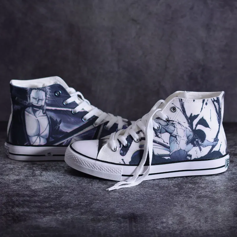 

High-Q Unisex Anime ONE PIECE Roronoa Zoro Canvas Shoes Preppy Student plimsolls Casual 3D ONE PIECE shoes rope soled shoes
