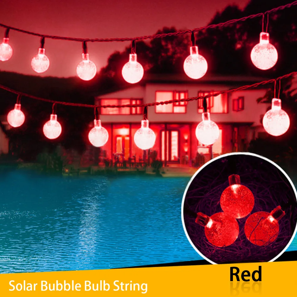 Outdoor Solar String Light 30 LED Warm White Crystal Ball Solar Globe